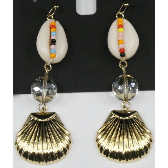 Vibrant I.N.C. Gold-Tone Multicolor Bead Shell Triple Drop Earrings – 50% Off - Picture 3 of 4